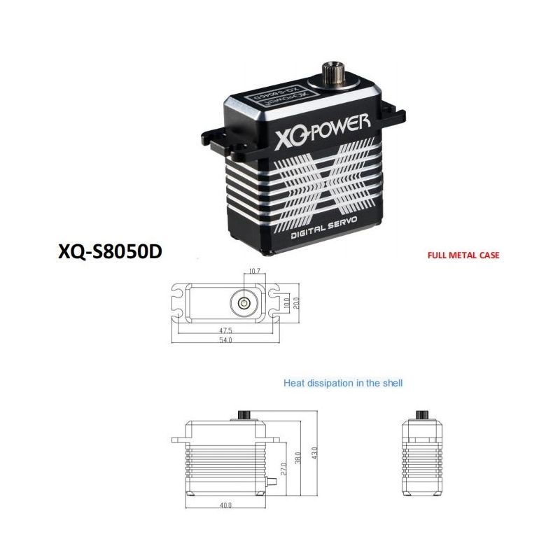 XQ-POWER Servos numériques de moteur sans noyau XQ-S8050D le conducteur étanche de contrôleur standard en métal